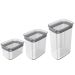 Kit Potes Herméticos Retangulares 0,65L 1,5L e 2,3L Porta Mantimentos com Tampa Natural