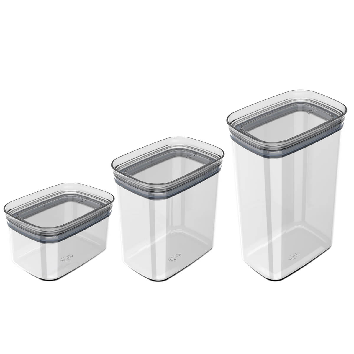 Kit Potes Herméticos Retangulares 0,65L 1,5L e 2,3L Porta Mantimentos com Tampa Natural