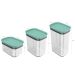 Kit Potes Herméticos Retangulares 0,65L 1,5L e 2,3L Porta Mantimentos com Tampa Verde Menta
