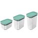 Kit Potes Herméticos Retangulares 0,65L 1,5L e 2,3L Porta Mantimentos com Tampa Verde Menta