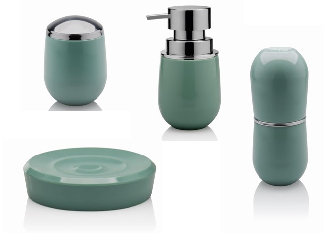 Kit banheiro lavabo Verde menta 4 peças OU acessorios porta sabonete liquido, suporte escova dental, porta cotonete ou algodao, porta sabonete em barra