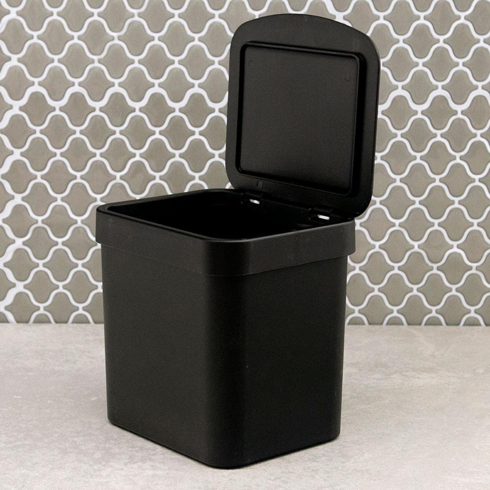 Lixeira 2,5l Trium Ou Compacta Tampa Cozinha Bancada Casa Preto
