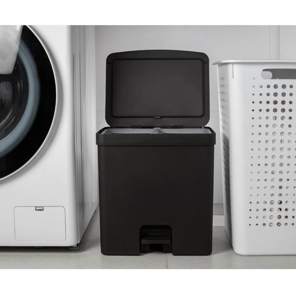 Lixeira Coleta Seletiva com Pedal para Cozinha 20L Trium Duplo Compartimento OU Preto Fosco