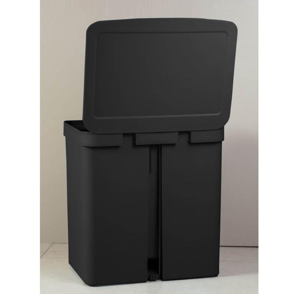 Lixeira Coleta Seletiva com Pedal para Cozinha 20L Trium Duplo Compartimento OU Preto Fosco