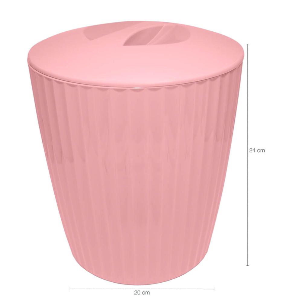 Lixeira Para Banheiro Cozinha Escritório Com Tampa Groove Ou Rosa Quartz Fechado