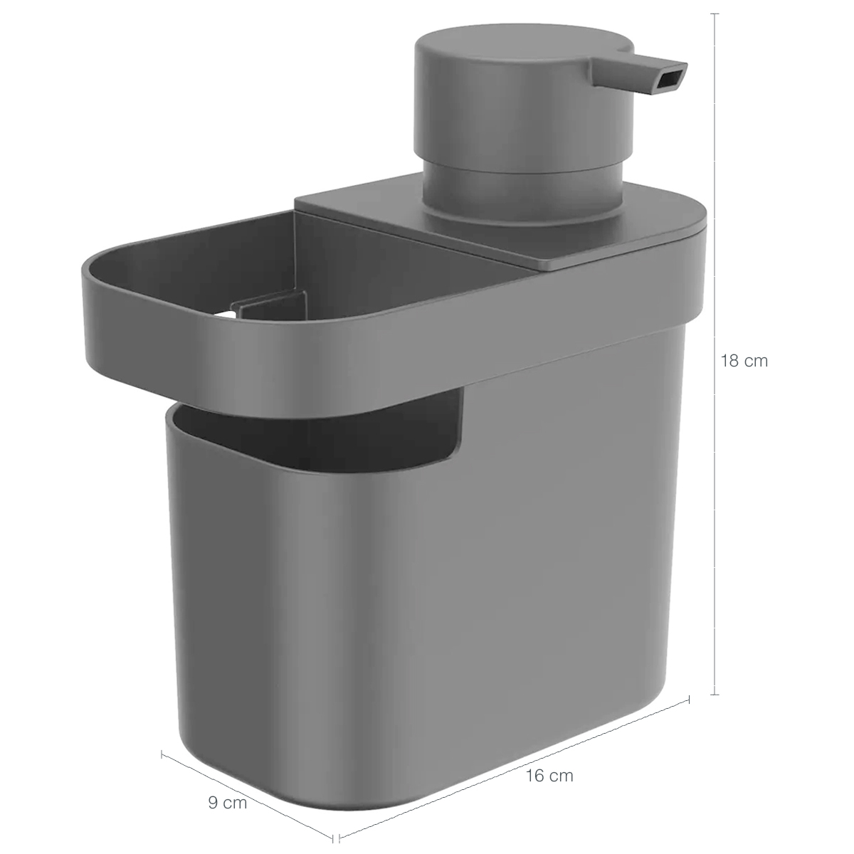 Lixeira Para Pia De Cozinha 4,7L E Dispenser Porta Detergente E Organizador 650ml Chumbo OU