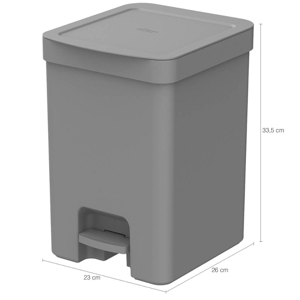 Lixeira de Pedal OU Cesto de Lixo para Cozinha Escritório Linha Trium 12 Litros Chumbo