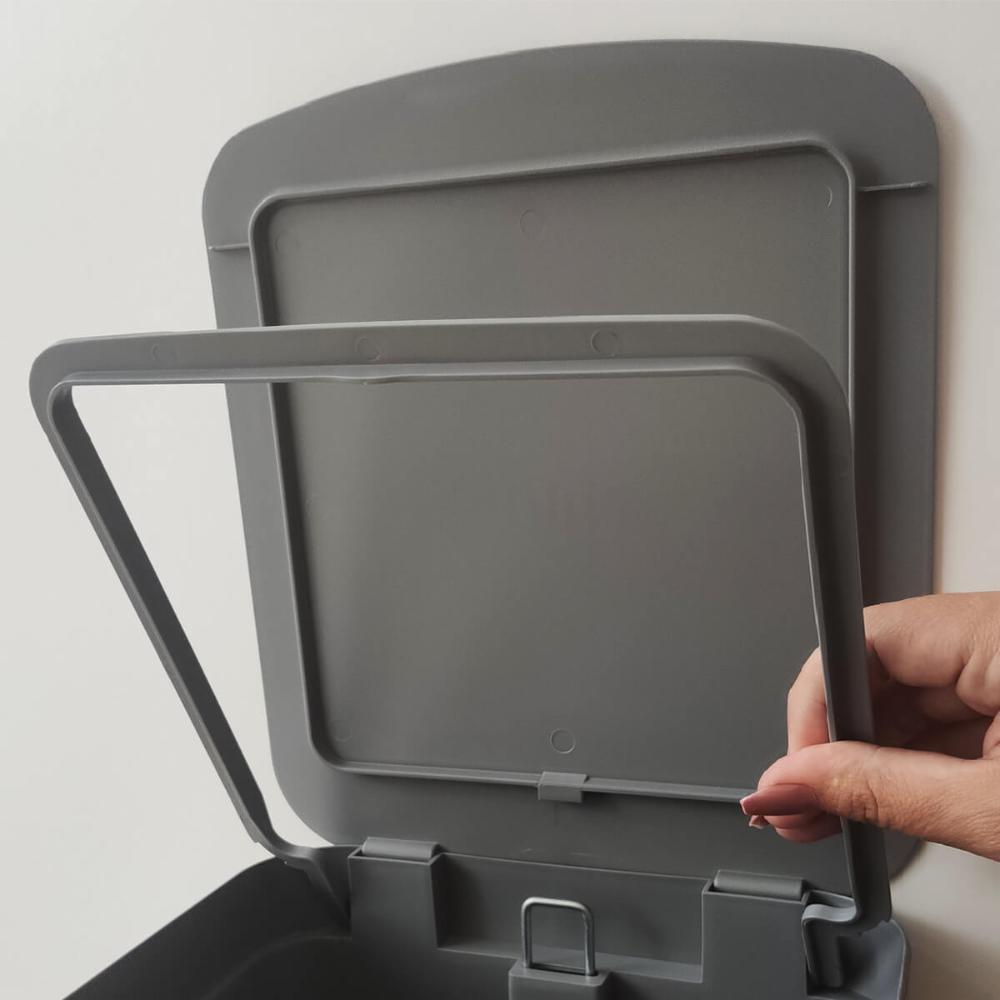 Lixeira de Pedal OU Cesto de Lixo para Cozinha Escritório Linha Trium 12 Litros Chumbo