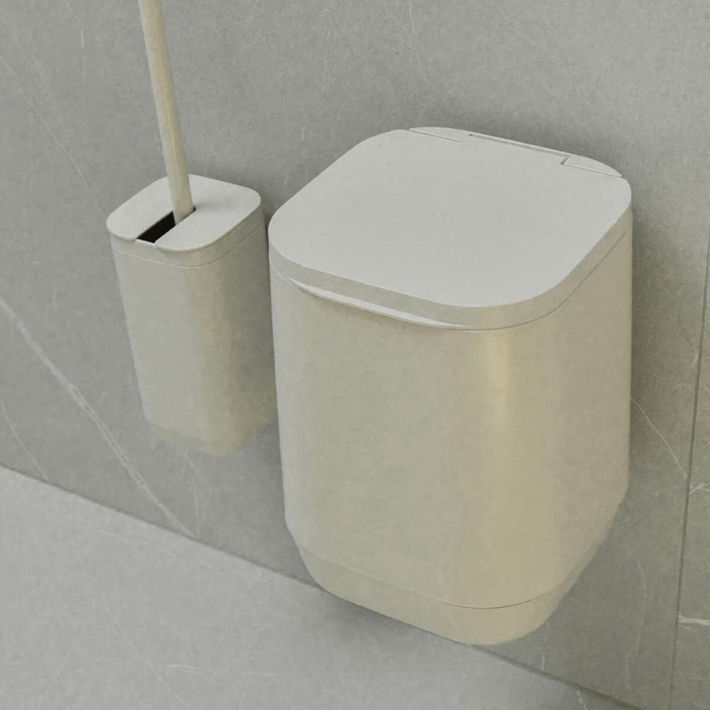 Lixeira para Banheiro 6L Aura Bege Tampa Basculante Ou Adesi