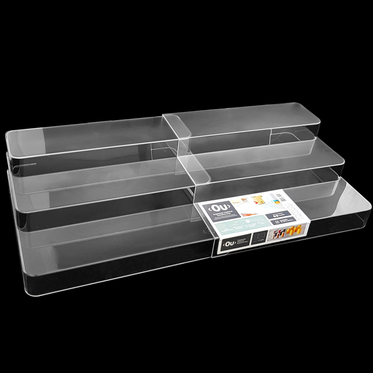 Organizador De Armário Extensível 3 Níveis Display Expositor Escada Transparente Clear OU