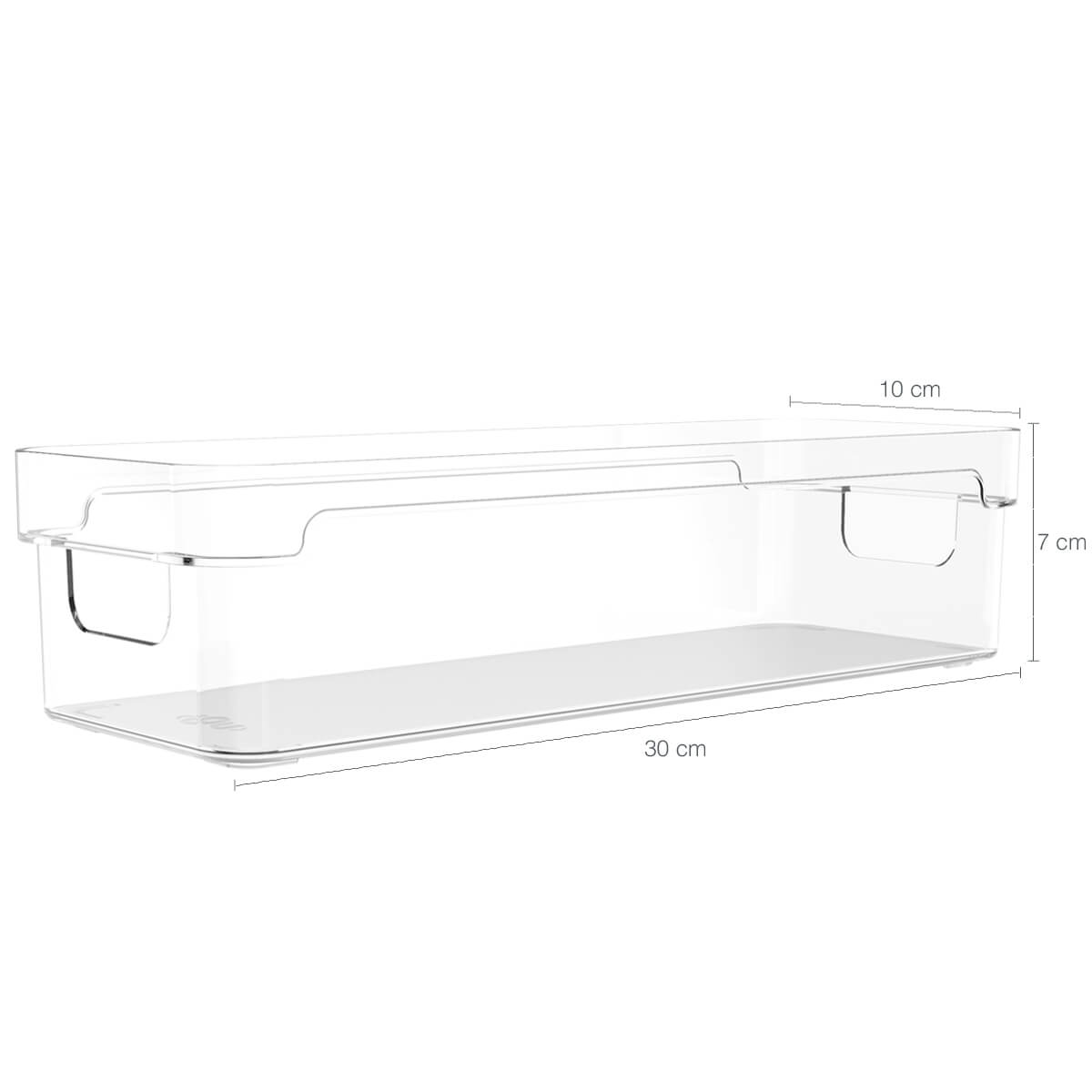Organizador De Armário Gaveta Geladeira 30x10x7cm Caixa Organizadora Retangular Clear OU