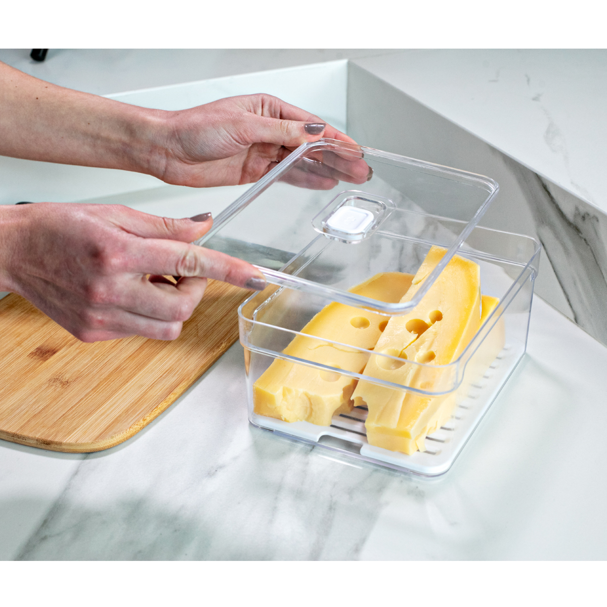 Organizador De Geladeira 2,2L Organizador Clear Fresh Com Bandeja De Drenagem E Respiradouro OU