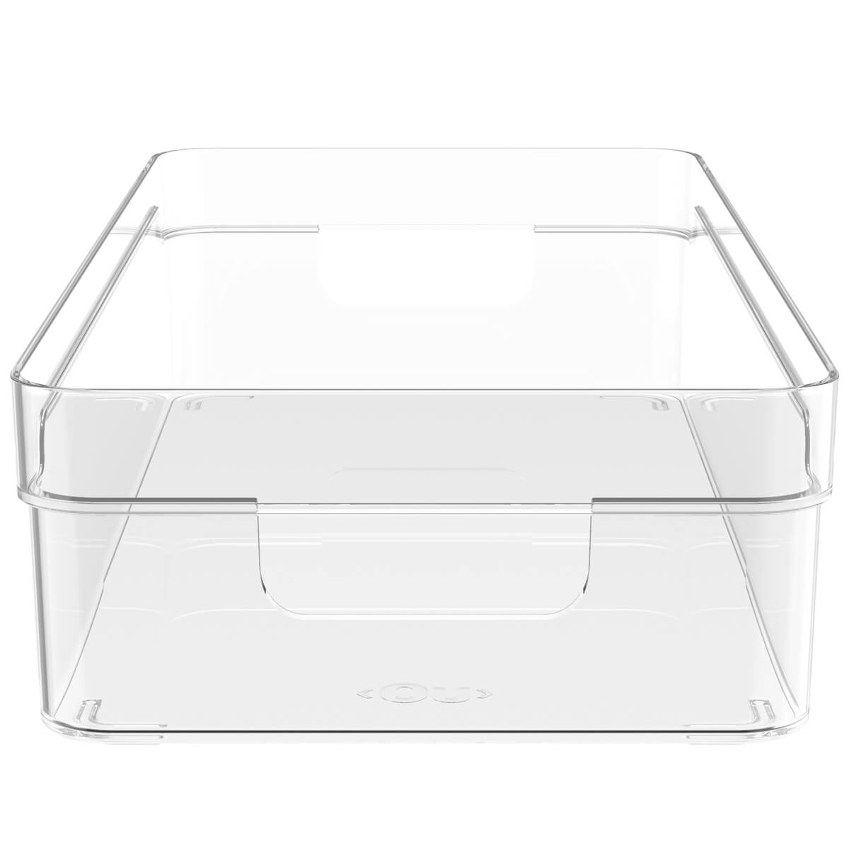 Organizador De Prateleira Multiuso 30x15x7cm Caixa Organizadora Transparente Com Alças Clear OU