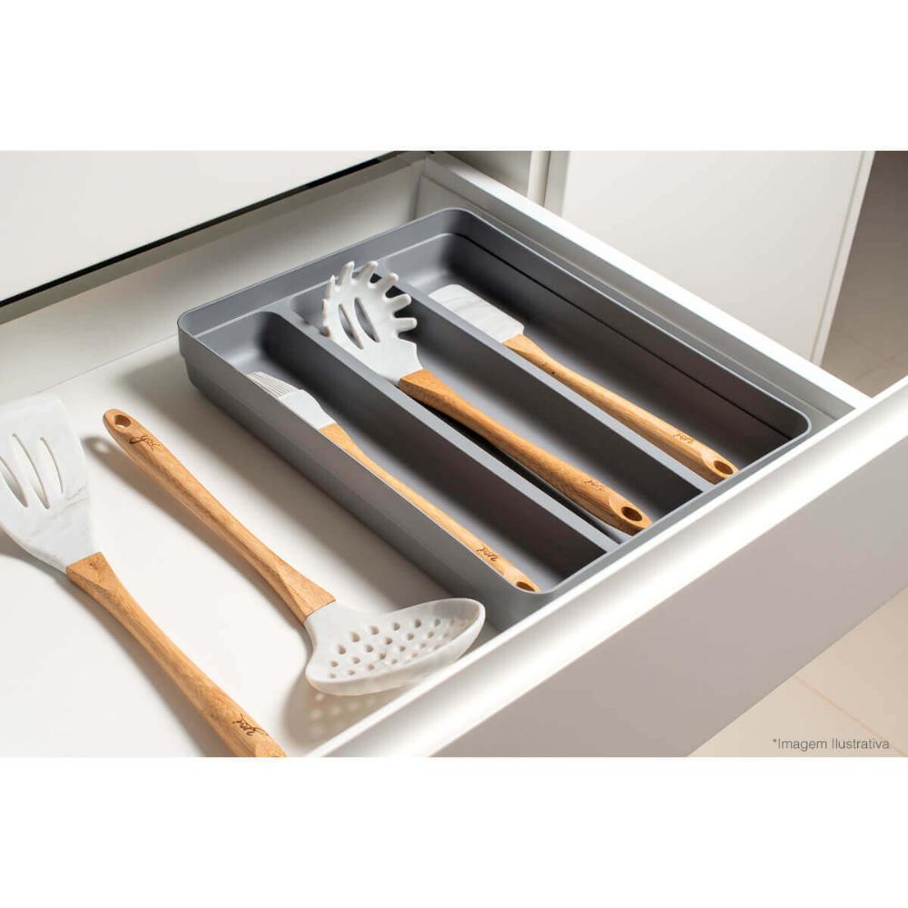 Organizador Suporte Multiuso De Gavetas Logic Para Talheres Chumbo