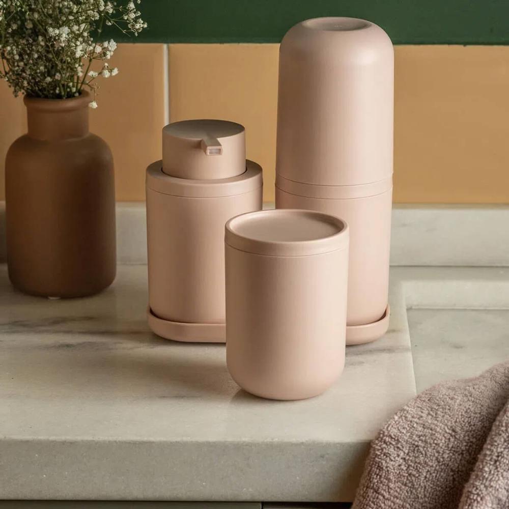 Organizador de Algodão Pote Porta Cotonete Bold Ou Rosa Duna Bancada de Banheiro Organize