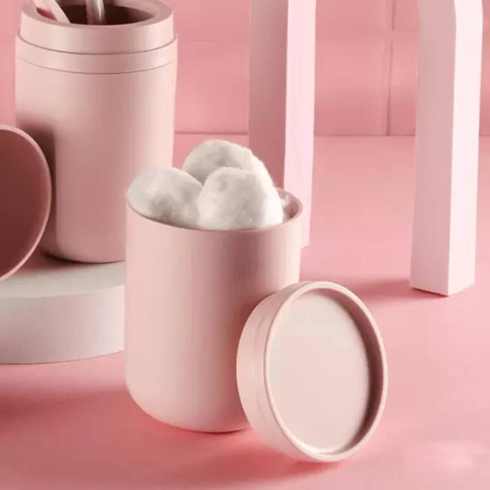 Organizador de Algodão Pote Porta Cotonete Bold Ou Rosa Duna Bancada de Banheiro Organize