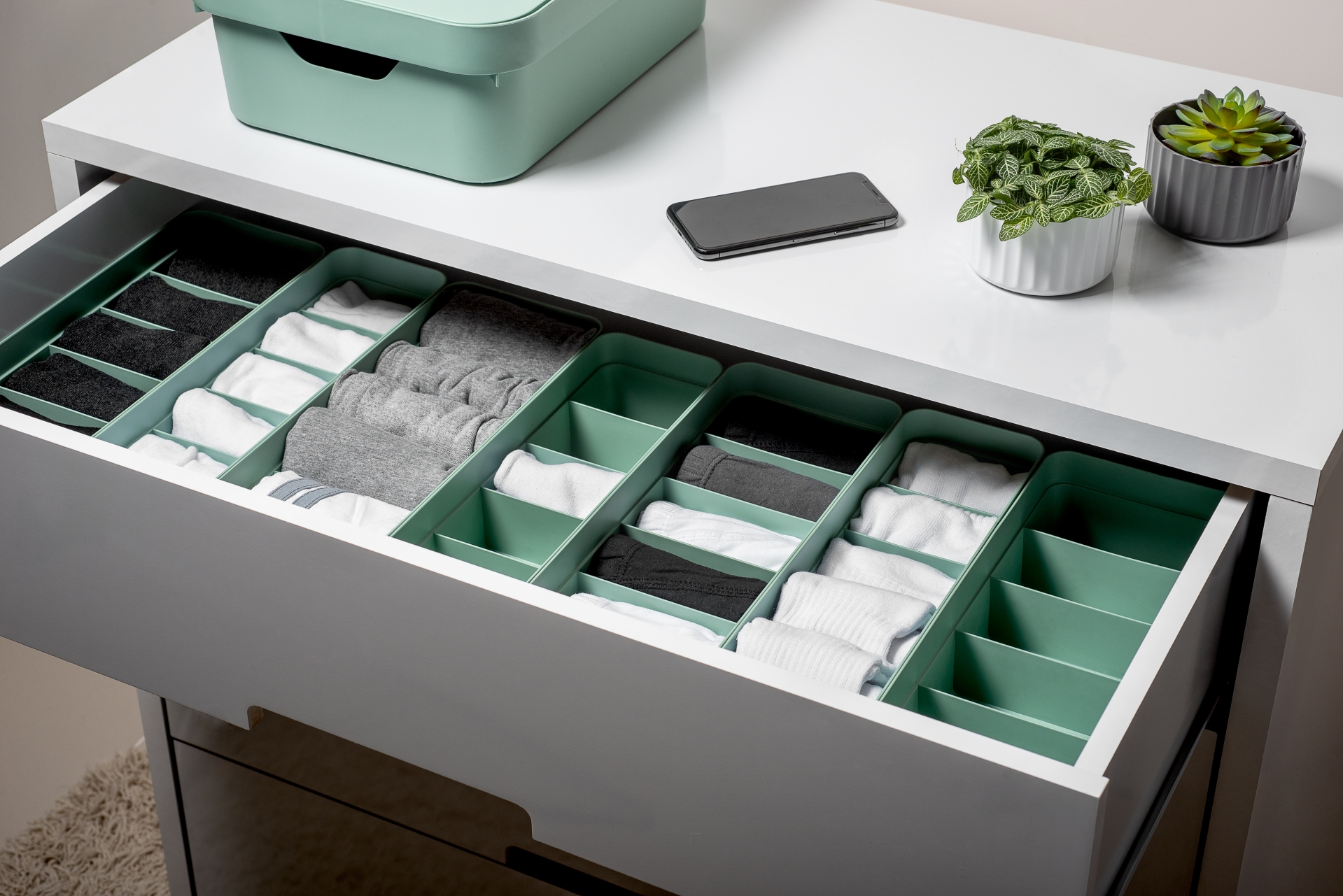 Organizador de Gavetas colmeia VERDE MENTA LOGIC P OL900VDMF OU
