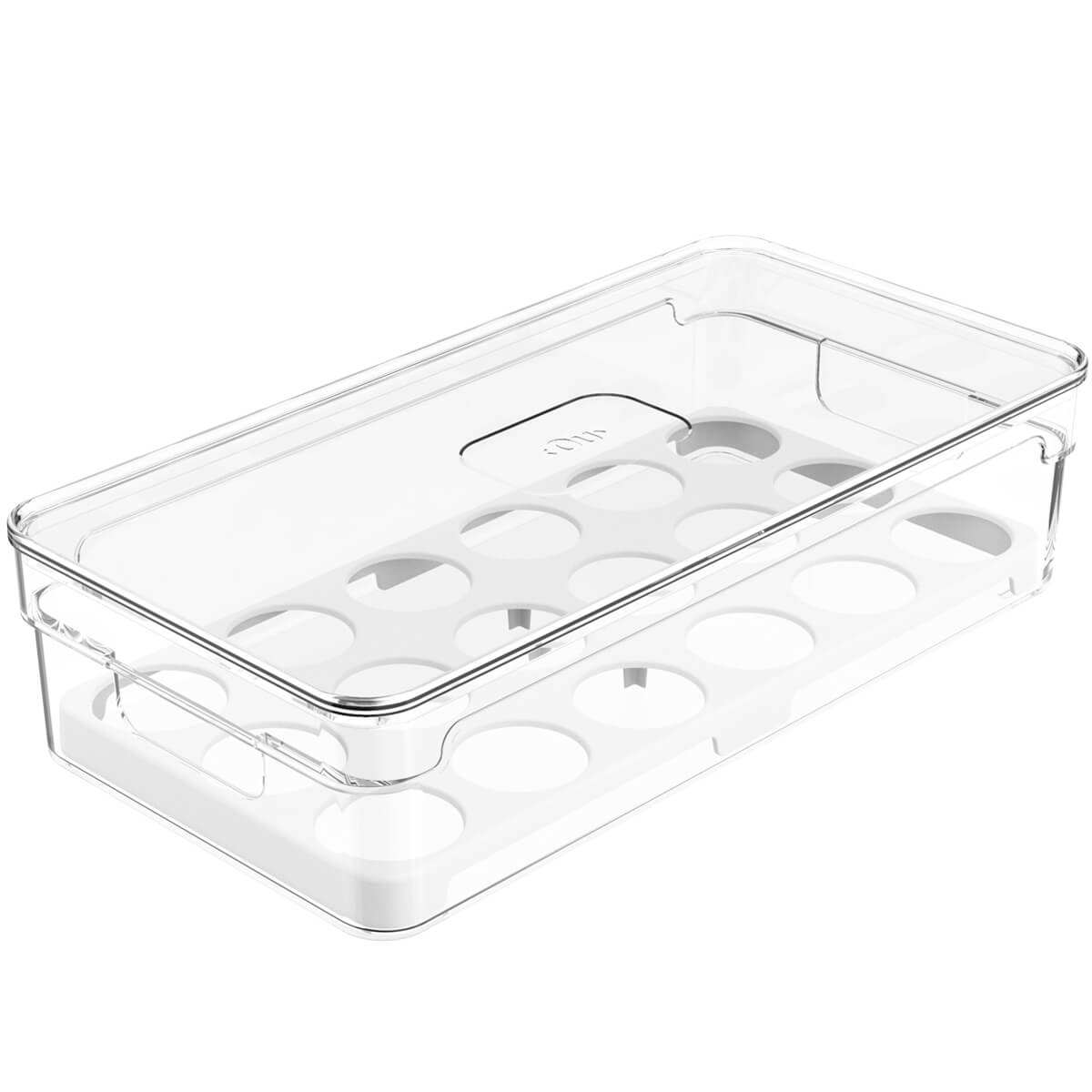 Organizador de Ovos Para Geladeira Empilhável Com Tampa Porta Ovos 18 UN Cozinha Clear Fresh OU