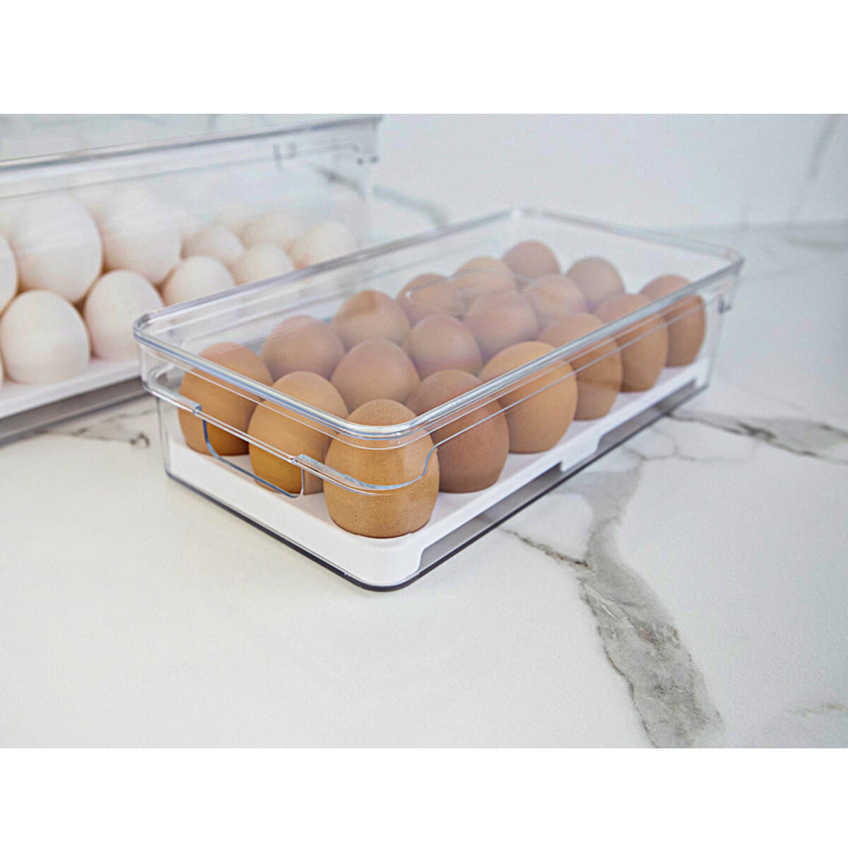 Organizador de Ovos Para Geladeira Empilhável Com Tampa Porta Ovos 18 UN Cozinha Clear Fresh OU