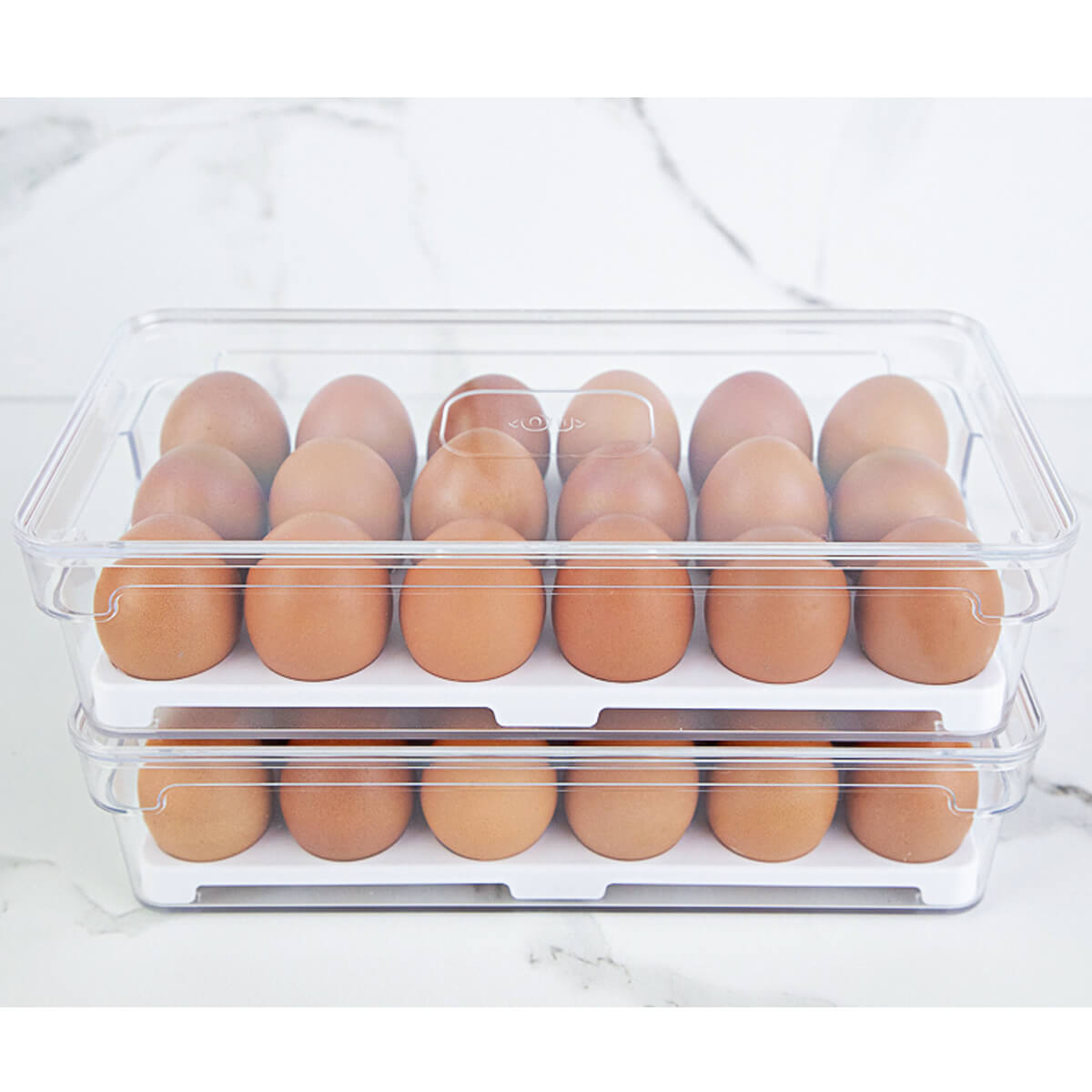 Organizador de Ovos Para Geladeira Empilhável Com Tampa Porta Ovos 18 UN Cozinha Clear Fresh OU
