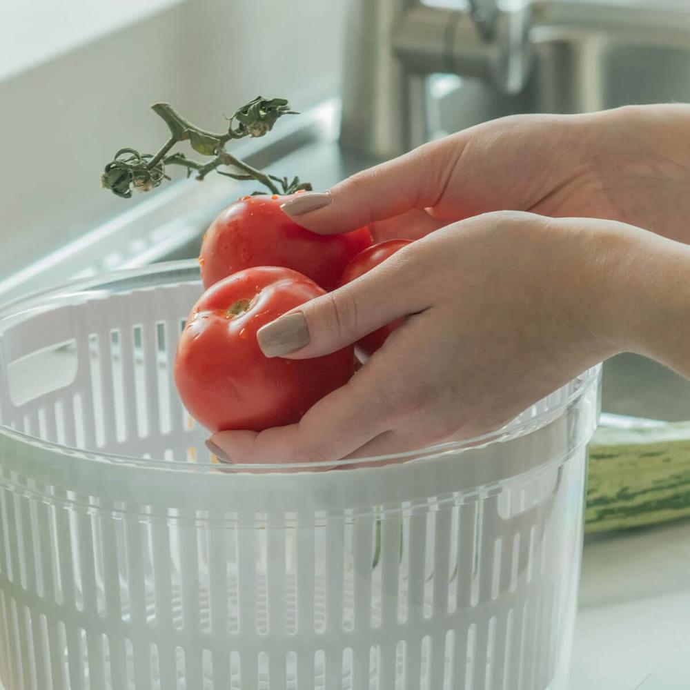 Organizador de Verduras Saladas para Geladeira 5,5l Clear Fresh Com Cesto Natural