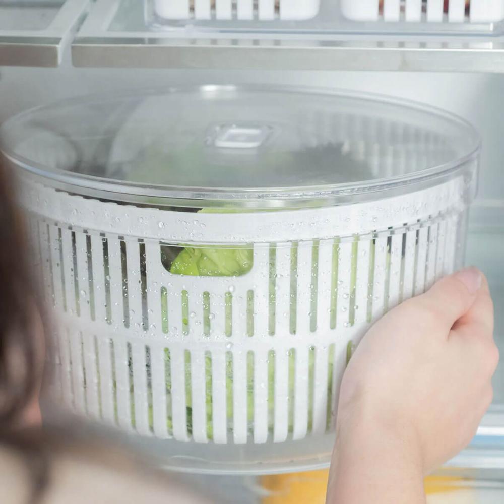 Organizador de Verduras Saladas para Geladeira 5,5l Clear Fresh Com Cesto Natural