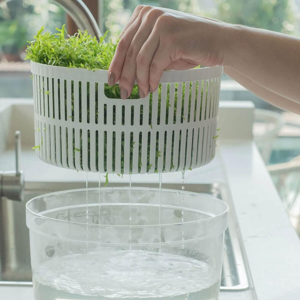 Organizador de Verduras Saladas para Geladeira 5,5l Clear Fresh Com Cesto Natural