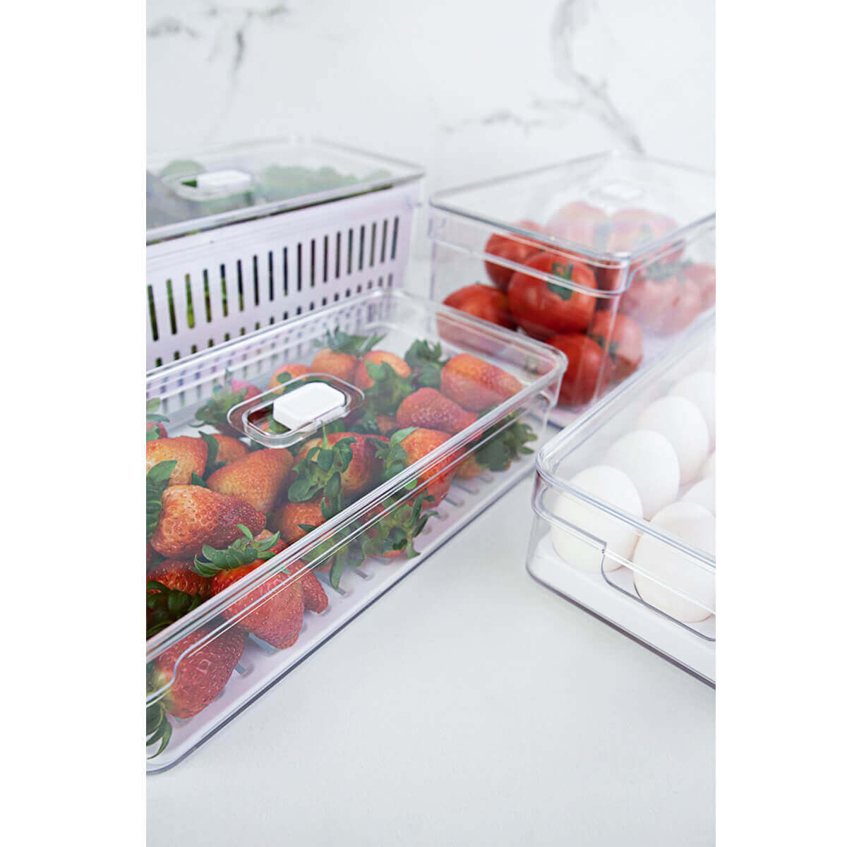 Organizadores De Geladeira Porta Ovos 18 Un Porta Legumes Frutas Verduras Clear Fresh OU