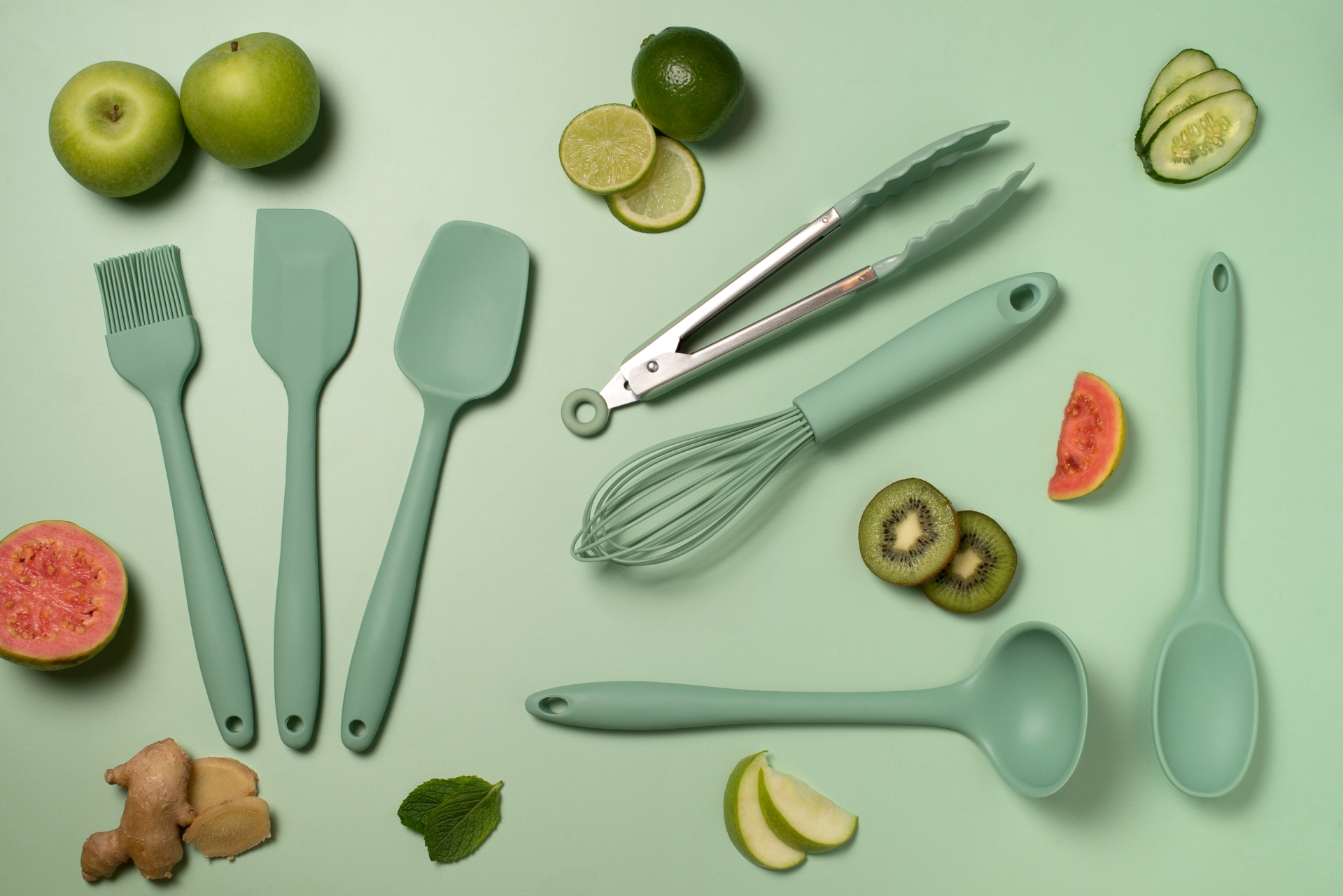 Pegador Silicone Verde menta Cozinha Multiuso Pinça Culinária 28cm OU PN100VDMF