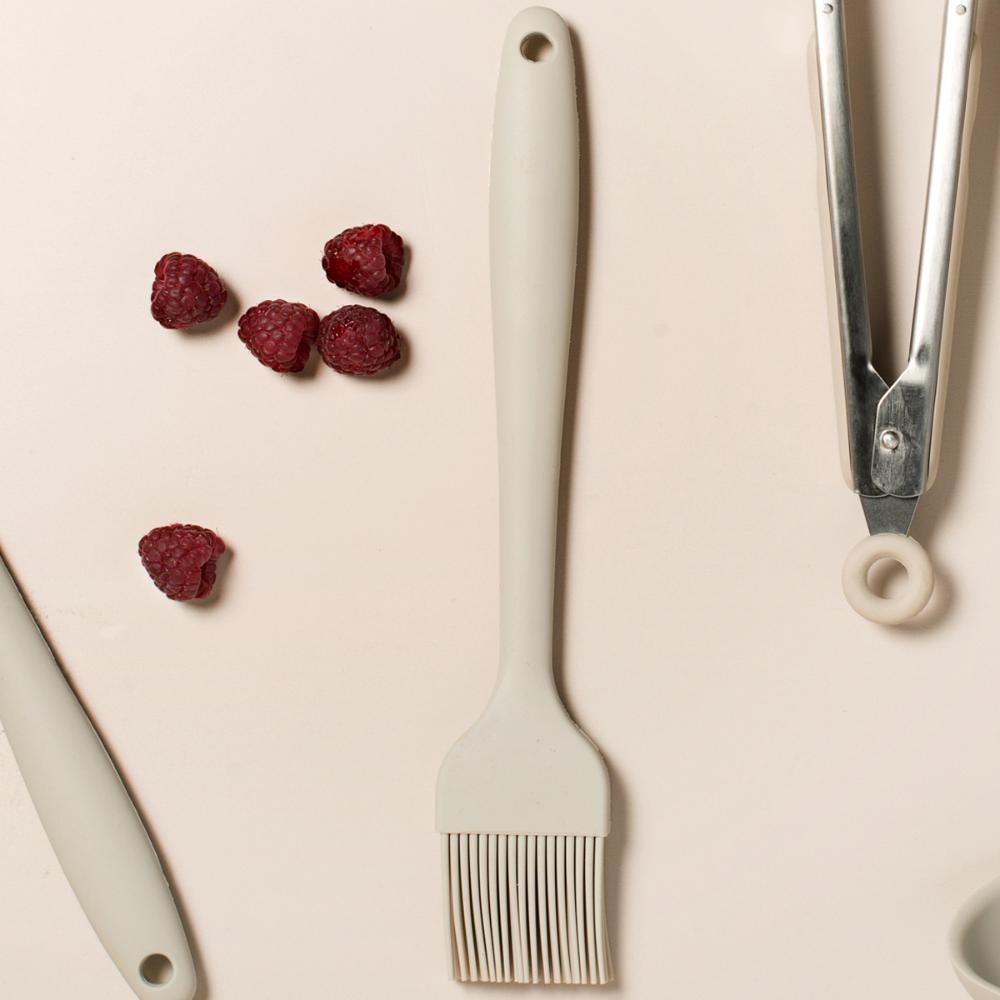 Pincel Culinário De Silicone Untar Forma Frigideira Cozinha Bege