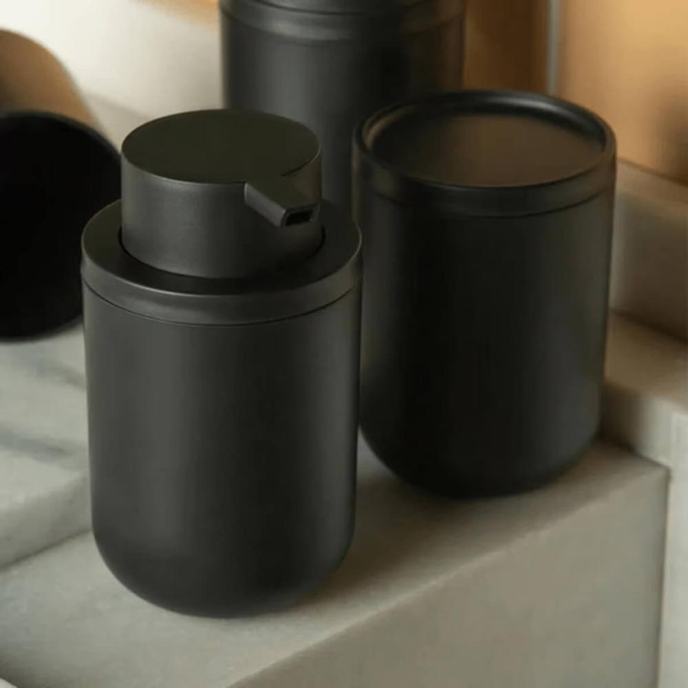 Porta Algodão Bold Pote Organizador de Cotonete 7,8cm Preto Plástico Banheiro Penteadeira Ou