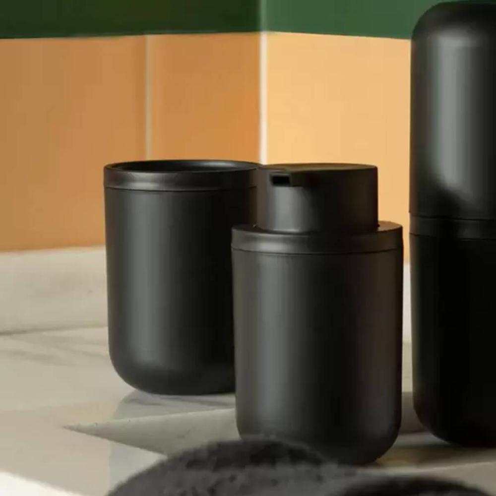Porta Algodão Bold Pote Organizador de Cotonete 7,8cm Preto Plástico Banheiro Penteadeira Ou