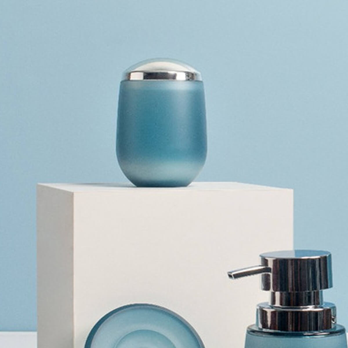 Porta Algodão e Cotonete Organizador Belly Soft Ou Azul Glacial