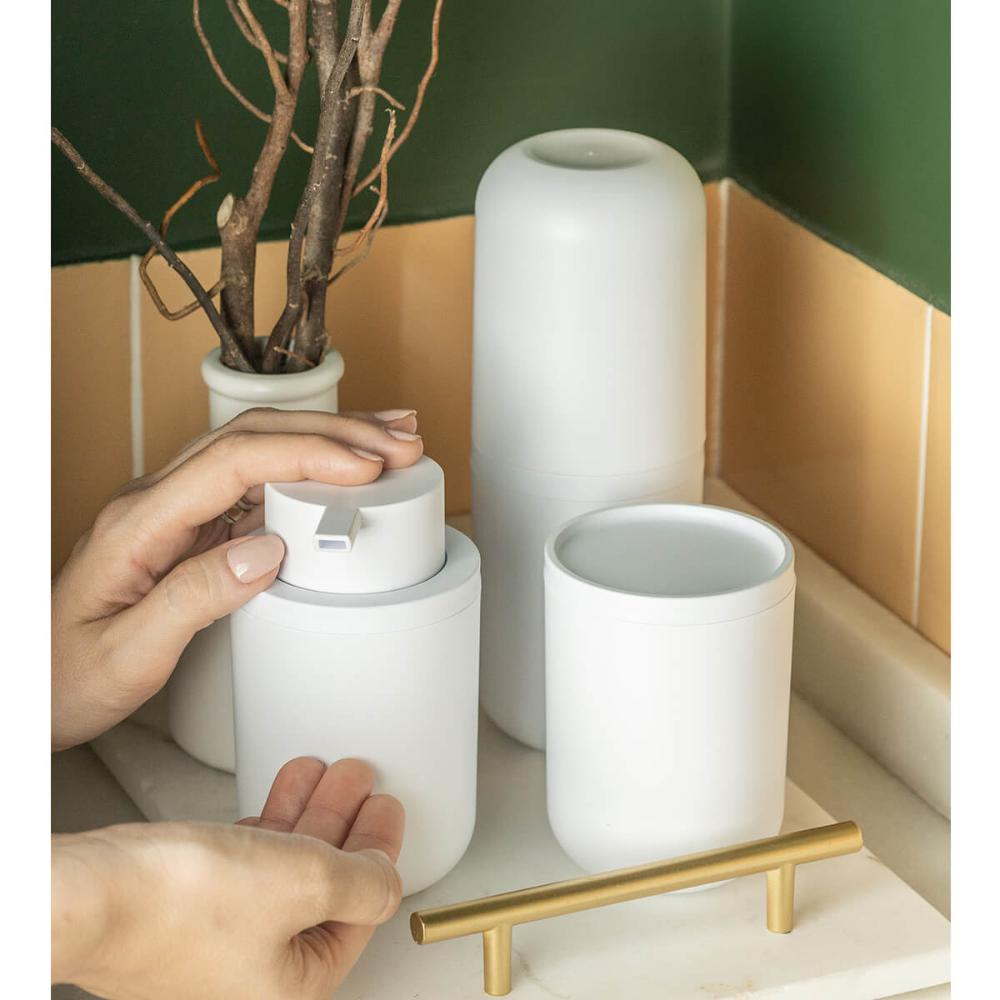 Porta Algodão e Cotonete com Tampa Branco Fosco Organizador