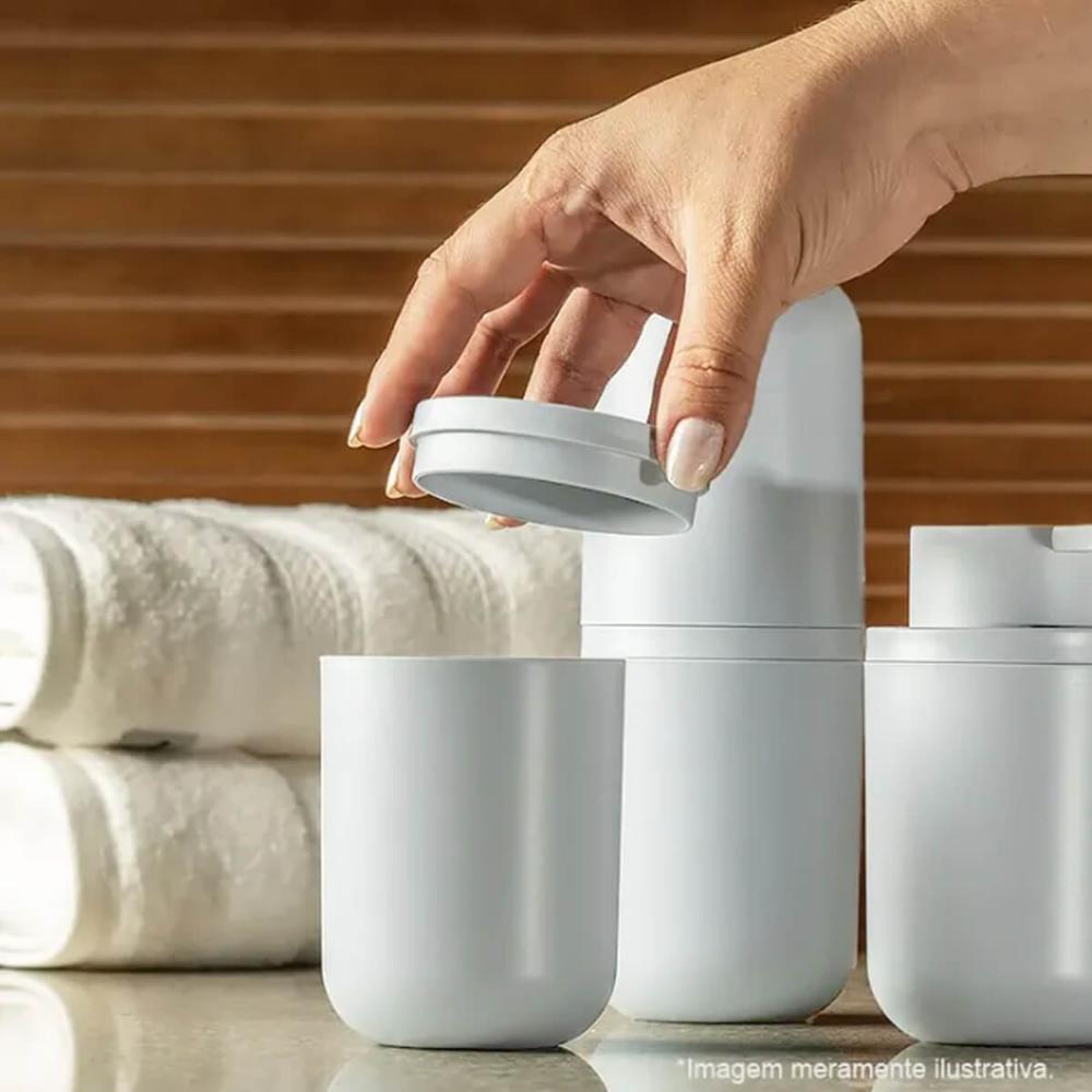 Porta Algodão e Cotonete com Tampa Branco Fosco Organizador