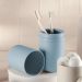 Porta Escova de Dentes com Tampa Bold Azul Glacial para Banheiro Lavabo Pia Ou