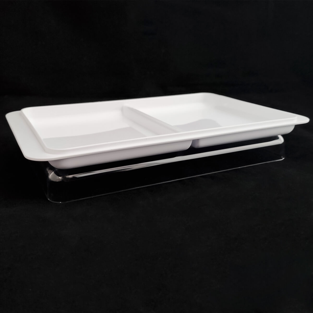 Porta Frios Duplo Pote Para Queijo Fatiado Com Tampa Empilhável Branco