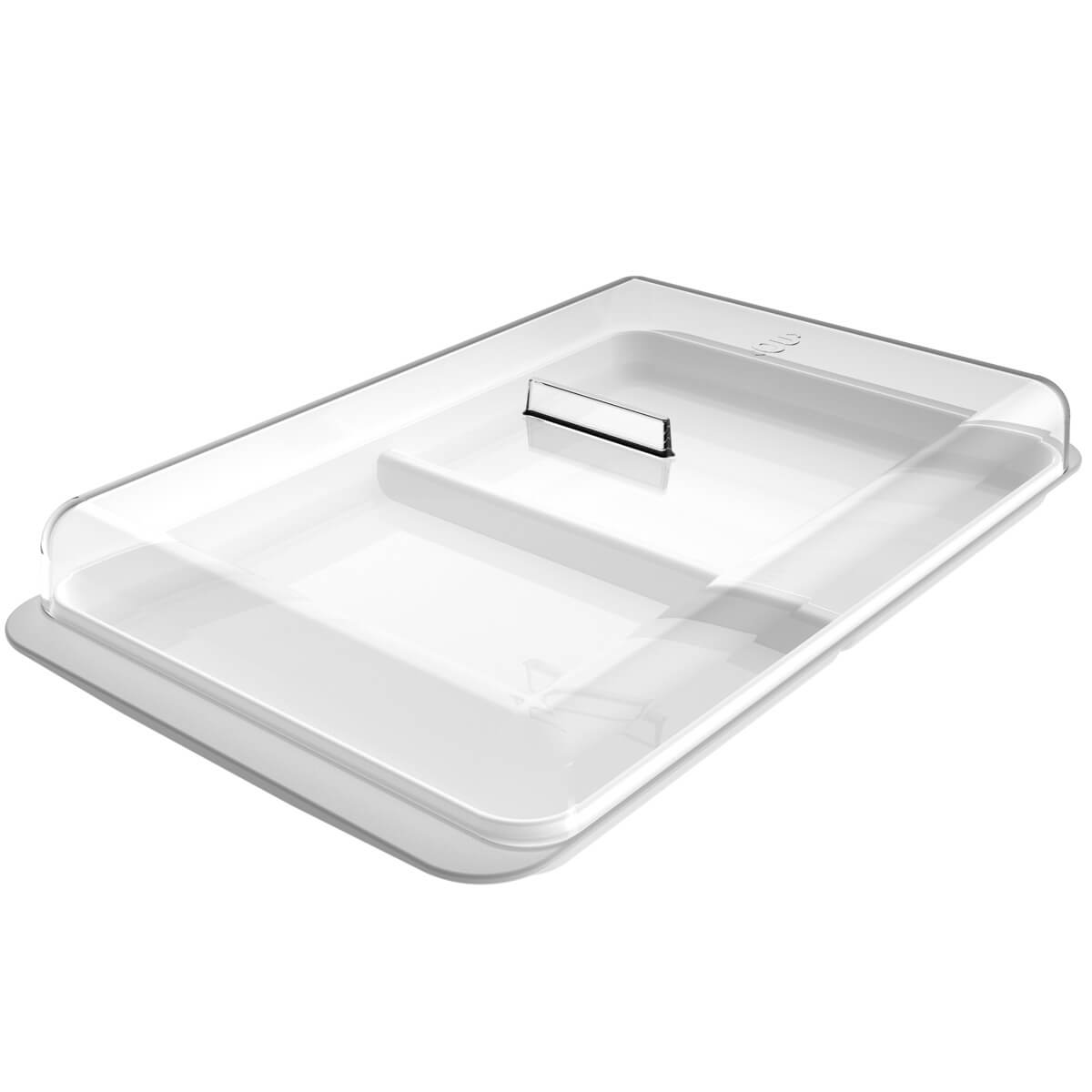 Porta Frios Duplo Pote Para Queijo Fatiado Com Tampa Empilhável Branco