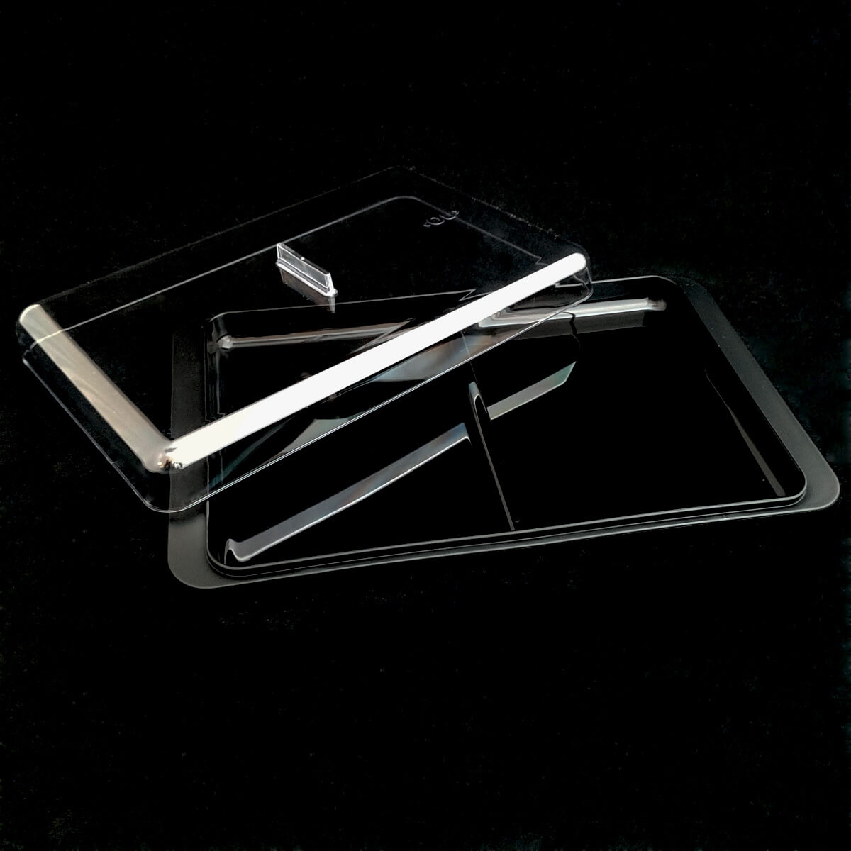 Porta Frios Duplo Pote Para Queijo Fatiado Com Tampa Empilhável Preto
