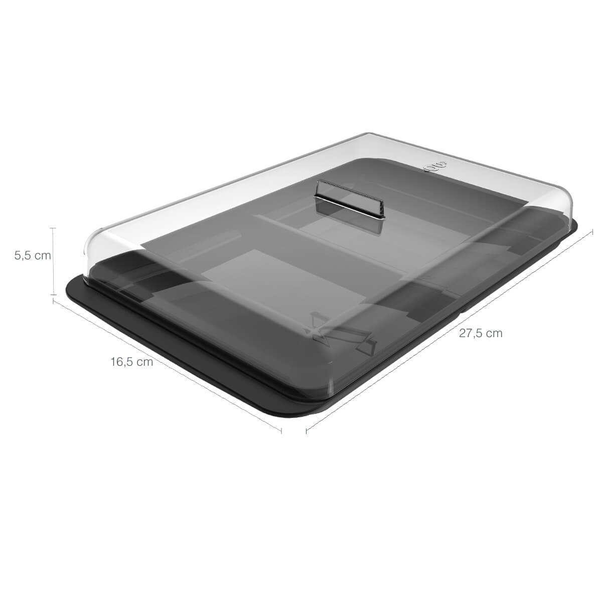 Porta Frios Duplo Pote Para Queijo Fatiado Com Tampa Empilhável Preto