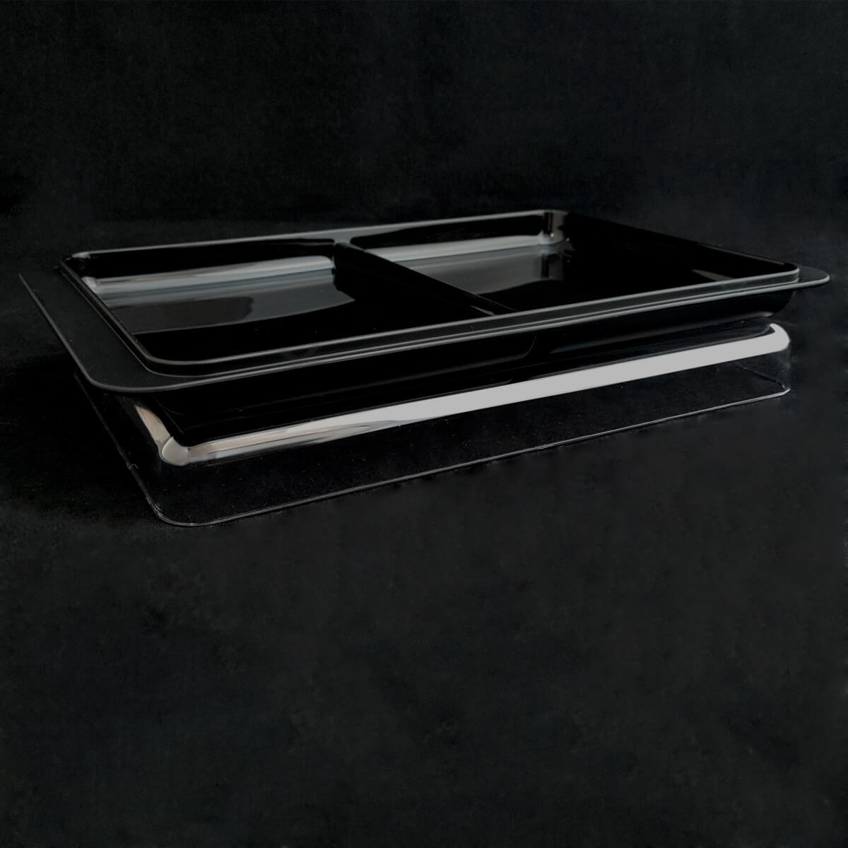 Porta Frios Duplo Pote Para Queijo Fatiado Com Tampa Empilhável Preto