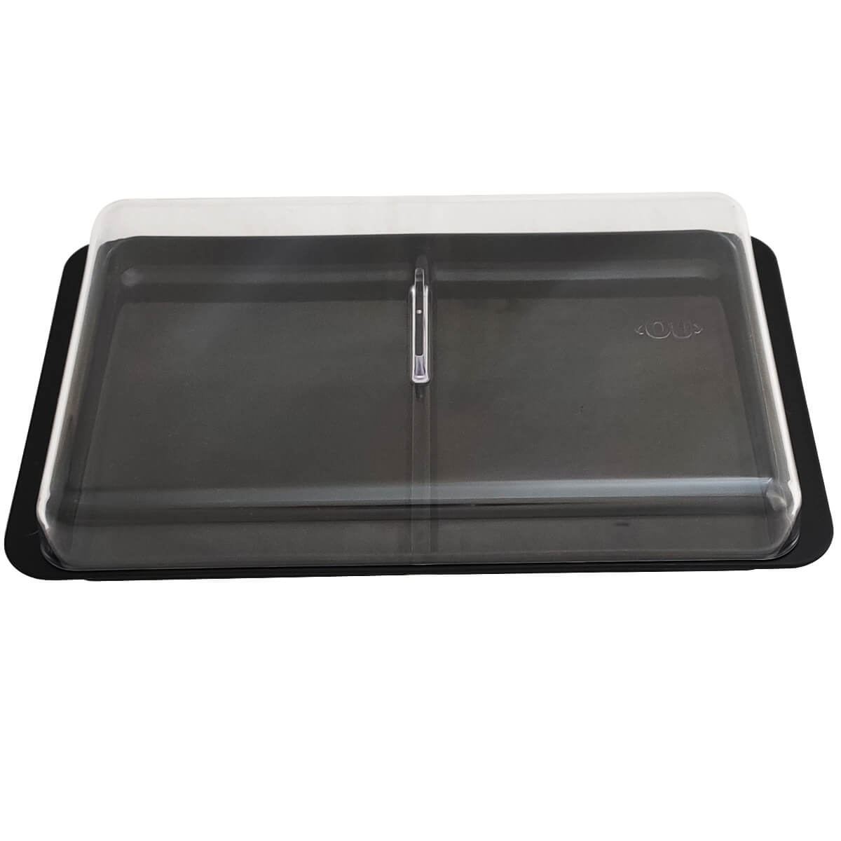 Porta Frios Duplo Pote Para Queijo Fatiado Com Tampa Empilhável Preto