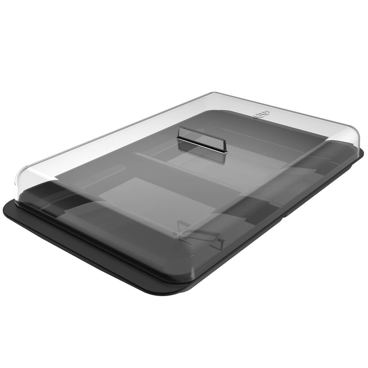 Porta Frios Duplo Pote Para Queijo Fatiado Com Tampa Empilhável Preto