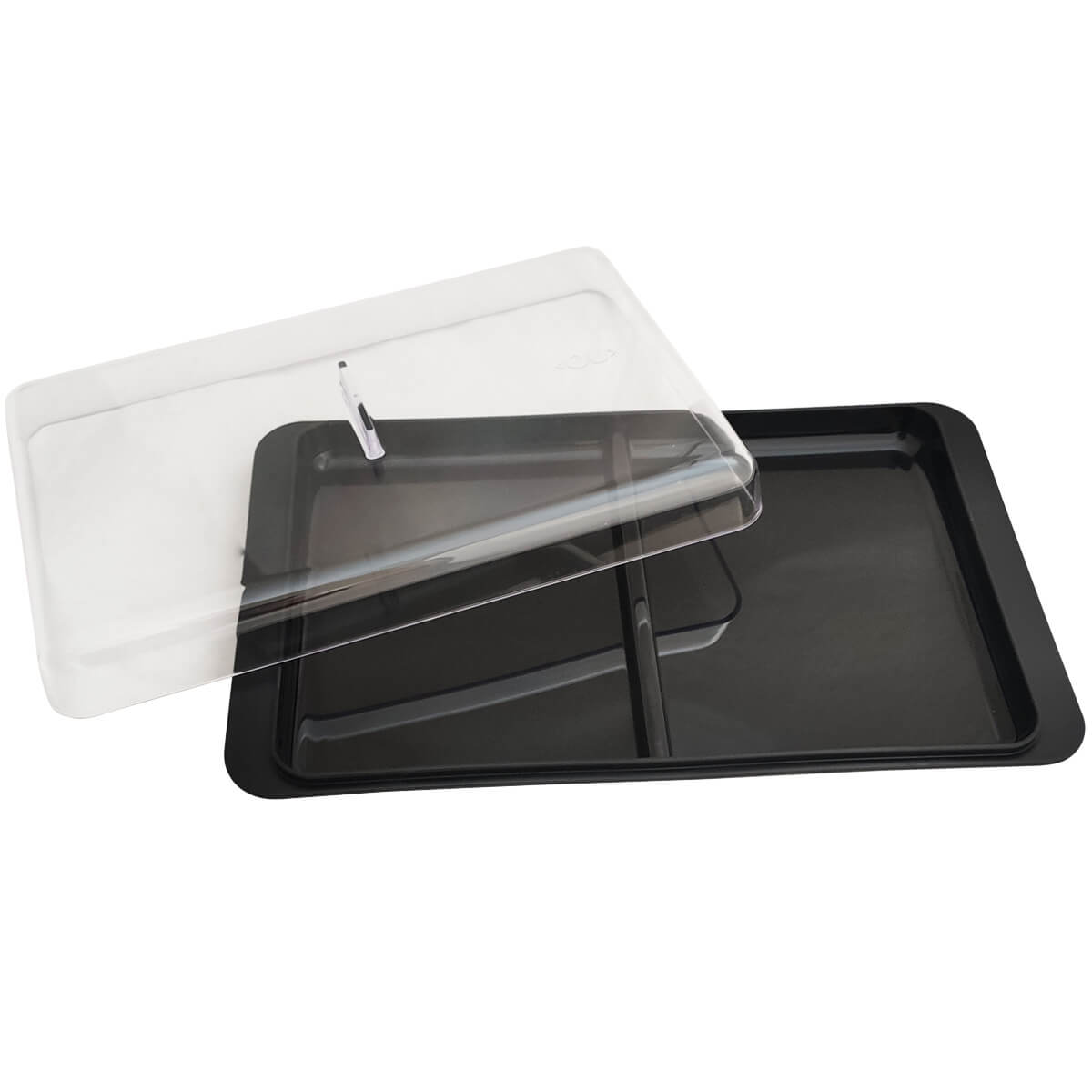 Porta Frios Duplo Pote Para Queijo Fatiado Com Tampa Empilhável Preto