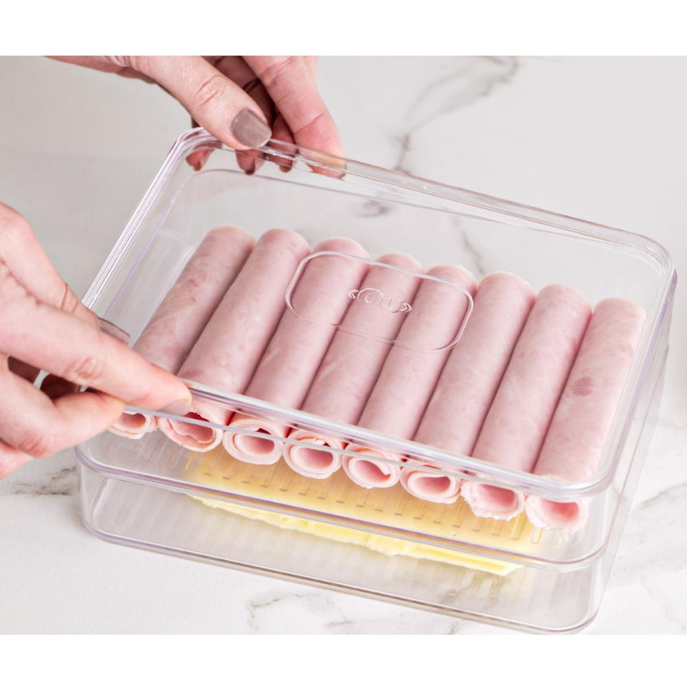 Porta Frios Duplo Transparente Organizador Clear Fresh Porta Queijo E Presunto OU