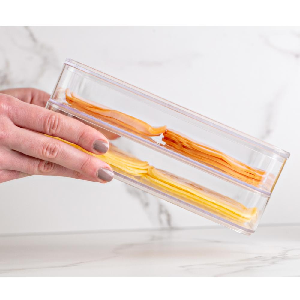 Porta Frios Duplo Transparente Organizador Clear Fresh Porta Queijo E Presunto OU