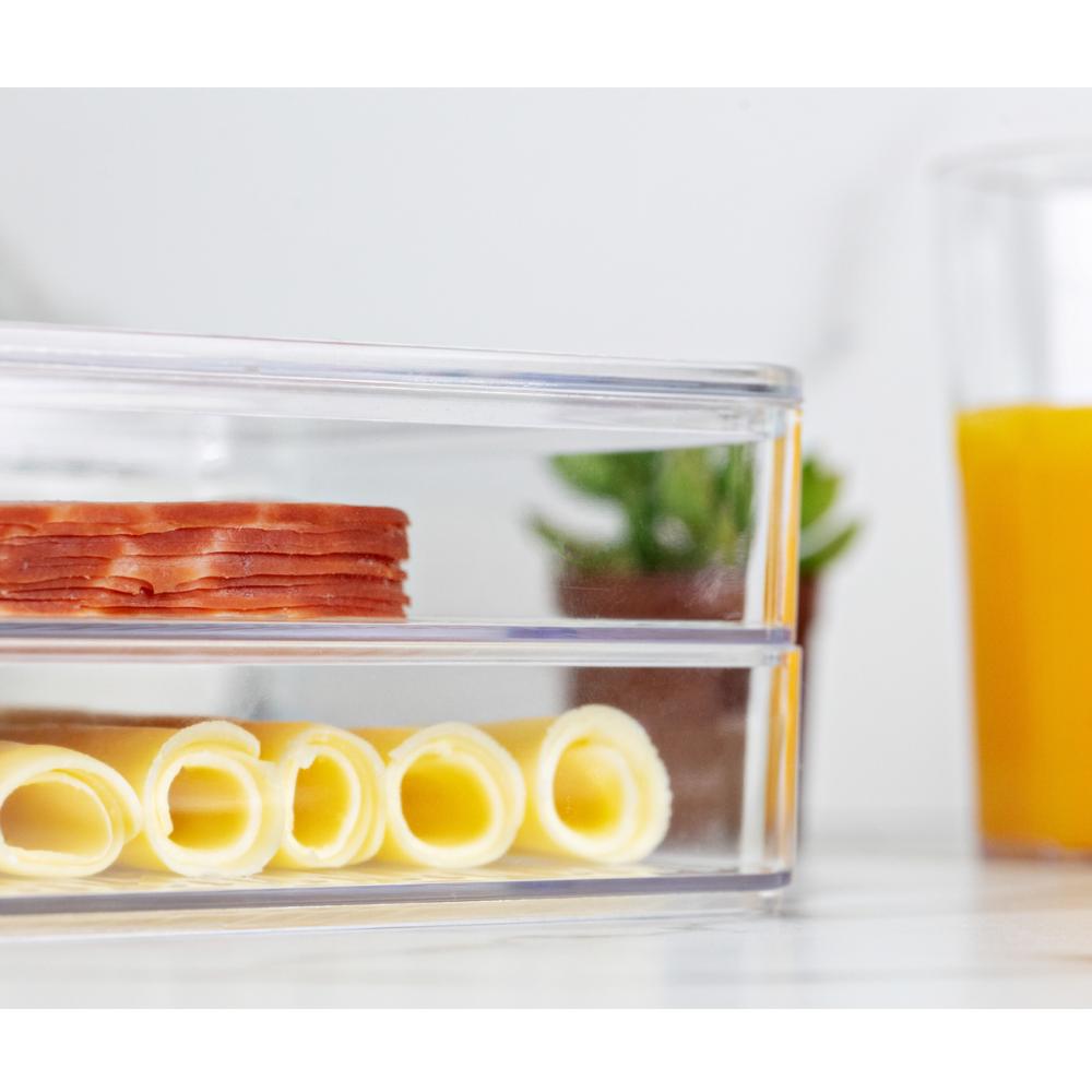 Porta Frios Duplo Transparente Organizador Clear Fresh Porta Queijo E Presunto OU