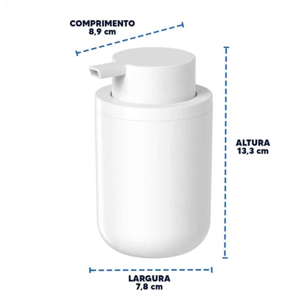 Porta Sabonete Líquido Bold Branco Fosco Dispenser Sabonete 300ml Banheiro Ou