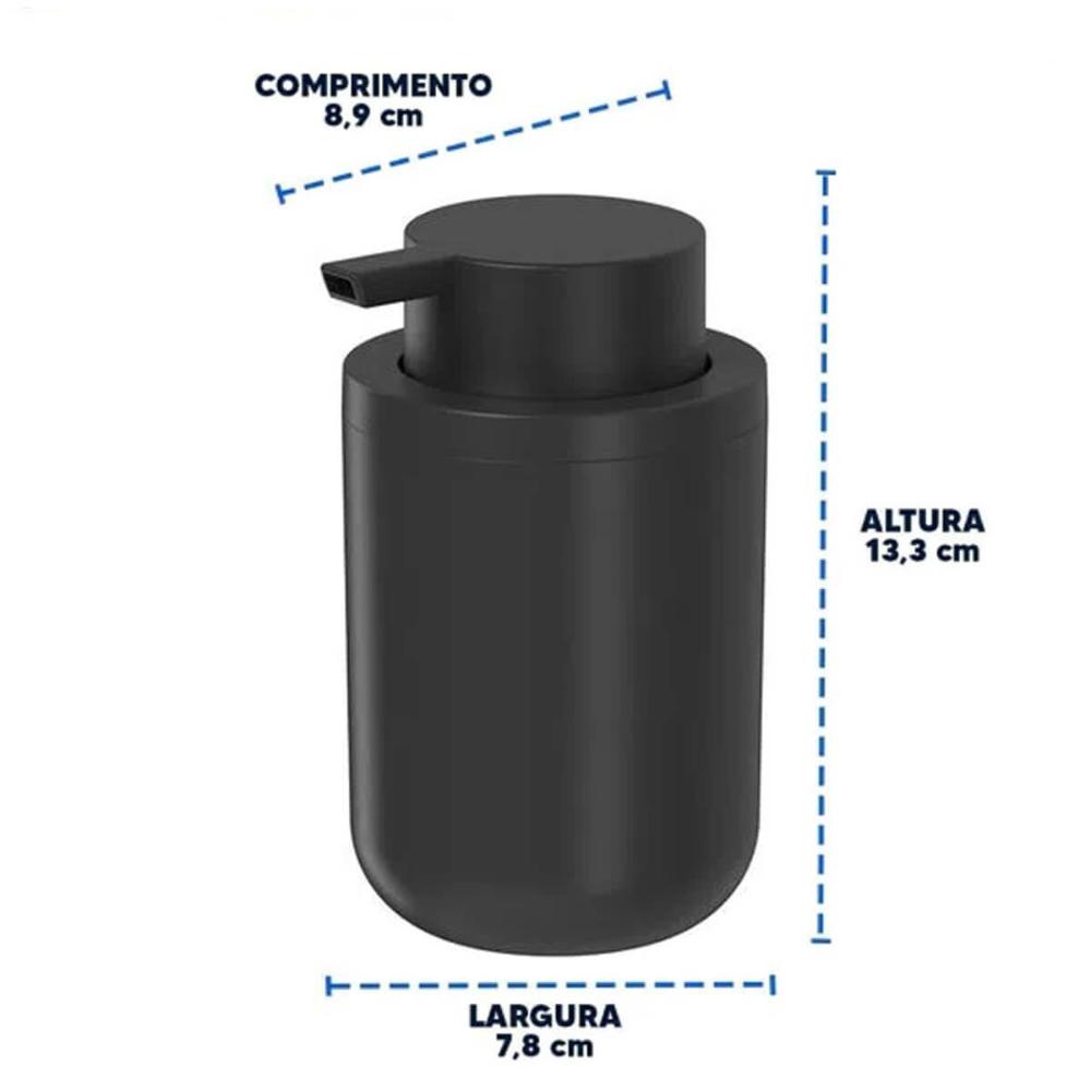 Porta Sabonete Líquido Bold Preto Dispenser Sabonete 300ml Banheiro Ou