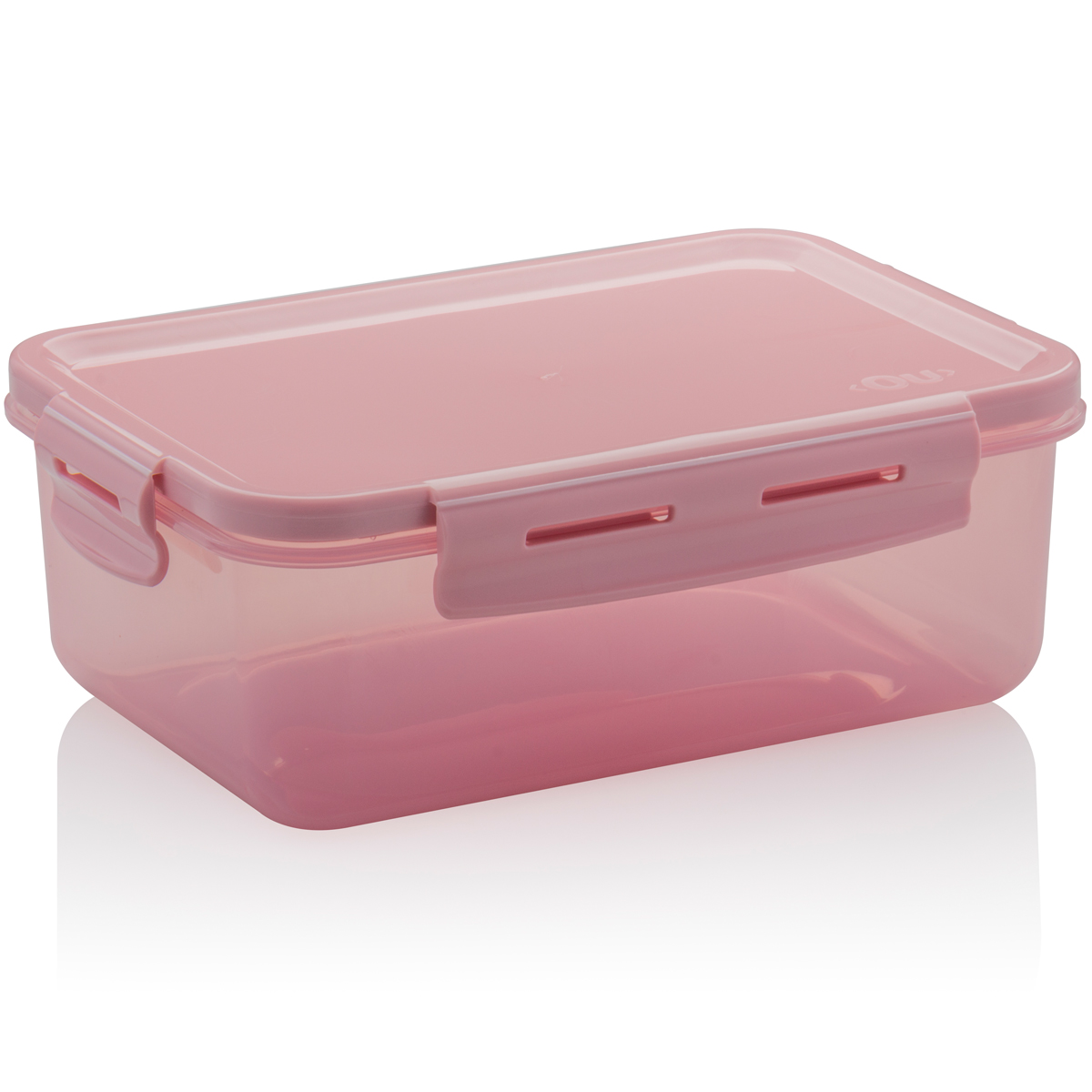Pote Click Retangular 1280ml Com Tampa Hermética E Trava Rosa
